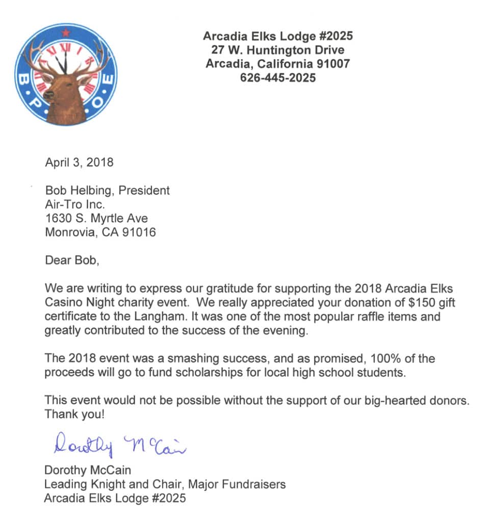 Air-Tro contributes to the community