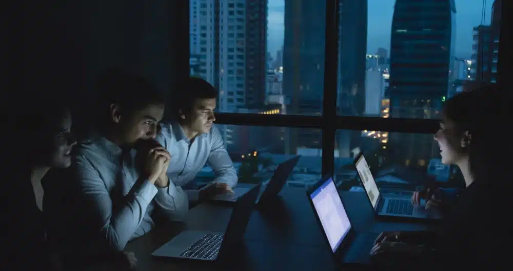 Business Power outage. Employees working in the dark because they don't have a commercial generator.