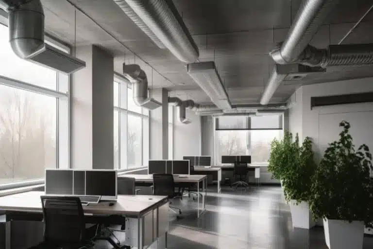 Pasadena business office with advanced indoor air purifier improving air quality